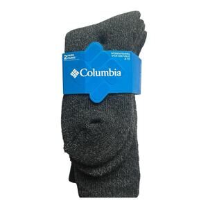 Columbia Crew Socks Womens Shoe Size 4-10 2 Pairs Wool Blend Black Marled NWT